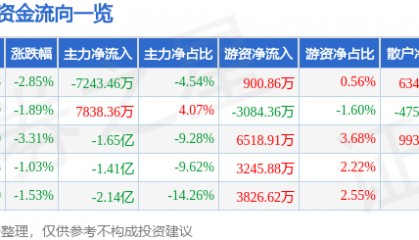股票行情快报：三六零（601360）9月4日主力资金净卖出7243.46万元