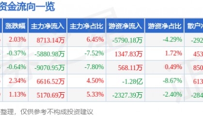 股票行情快报：三六零（601360）9月16日主力资金净买入8713.14万元