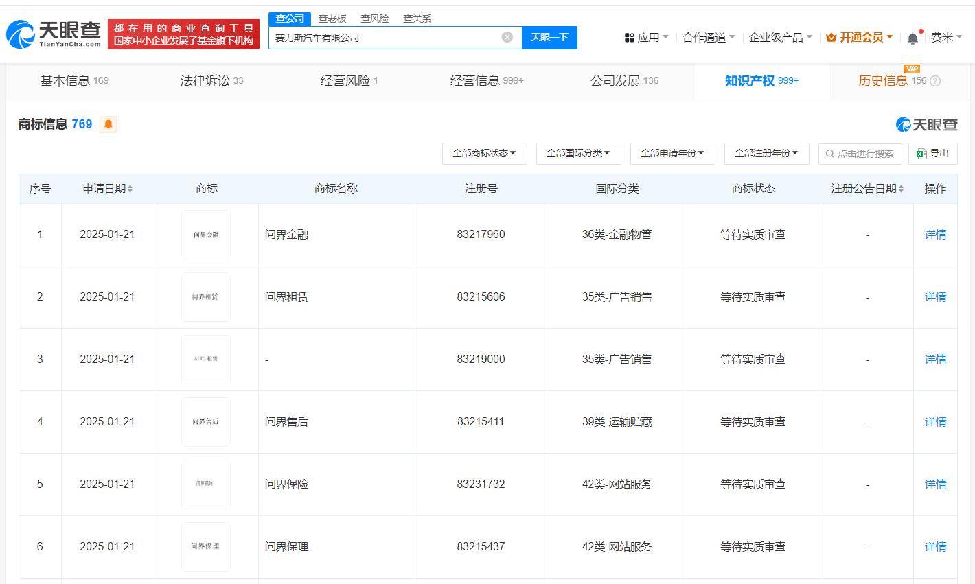 赛力斯布局问界生态链，申请二手车、金融、售后等多领域商标
