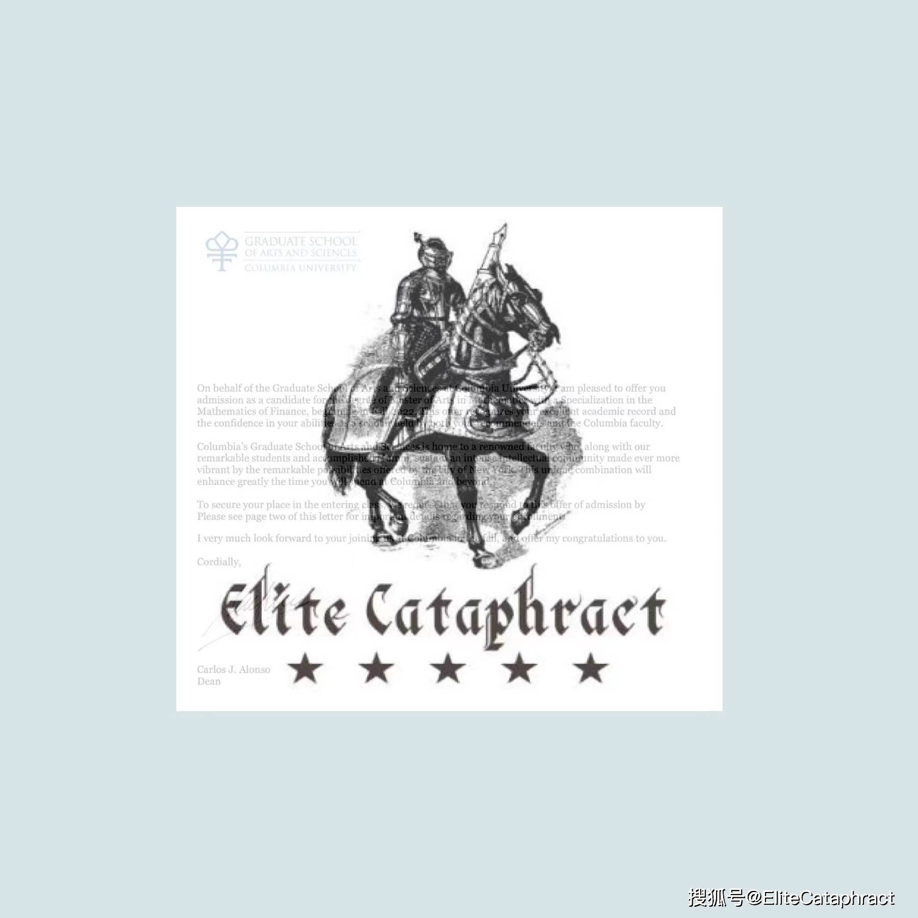 Elite Cataphract战绩 | 哥伦比亚大学-金融数学录取！