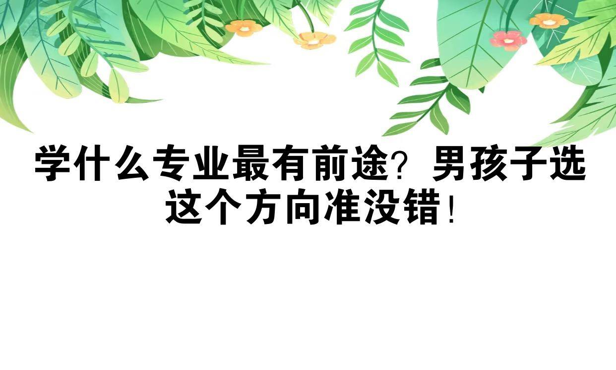 学什么专业最有前途？男孩子选这个方向准没错！